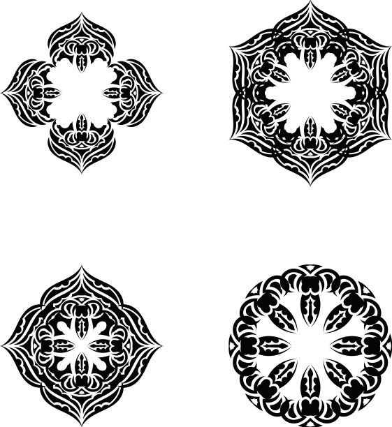 4套曼荼罗饰品孤立图片下载