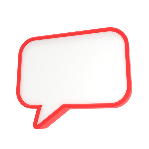 带有红色边框的语音气球的3D插图图片下载