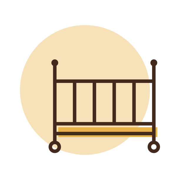 经典木制婴儿床图标图形符号为图片下载