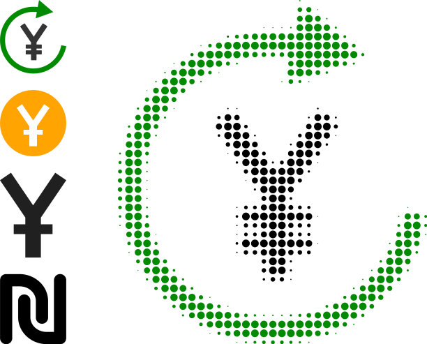像素半色调日元偿还图标和图片下载