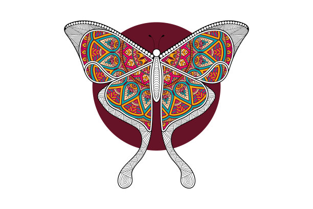 蝴蝶黑白元素线条艺术图片下载