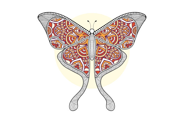 蝴蝶黑白元素线条艺术图片下载