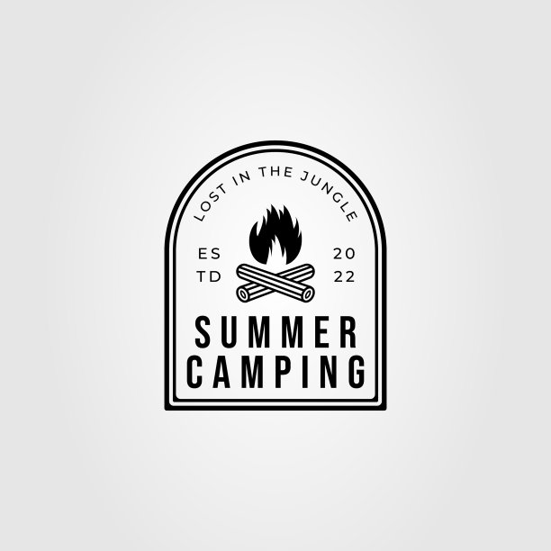 夏令营用篝火或篝火标志设计图片下载