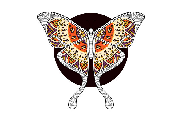 蝴蝶黑白元素线条艺术图片下载