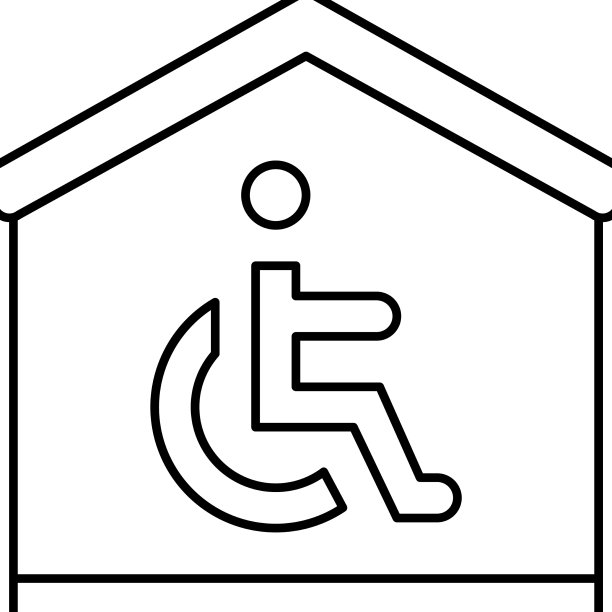 残疾人房屋线性图标图片下载