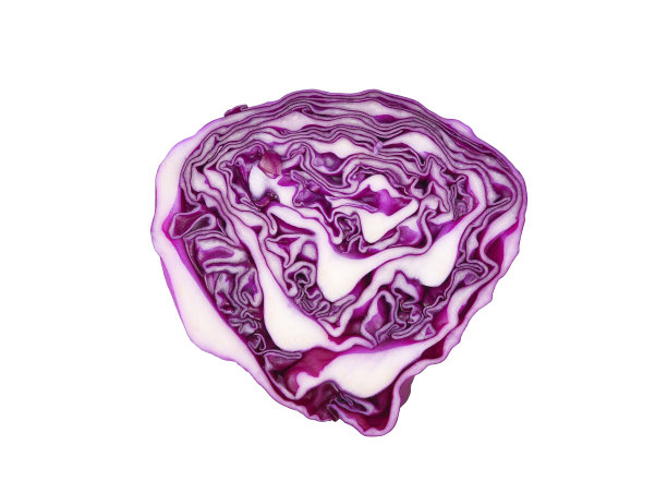 切成薄片的红甘蓝，放在白色的表面图片下载