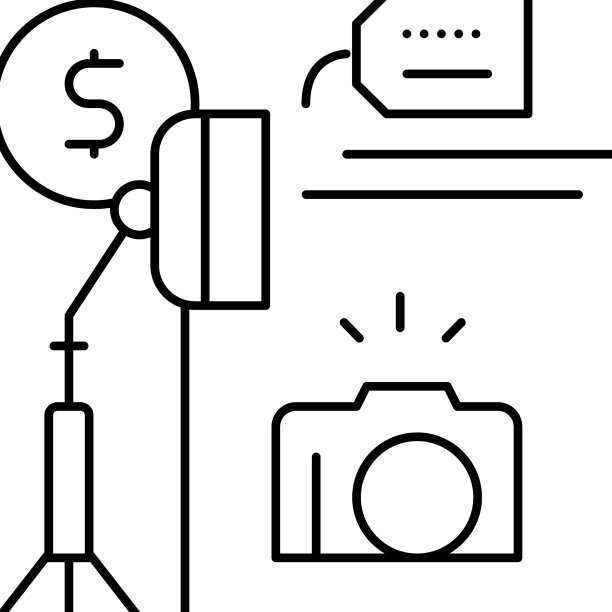 照片相机和工作室租赁线图标图片下载