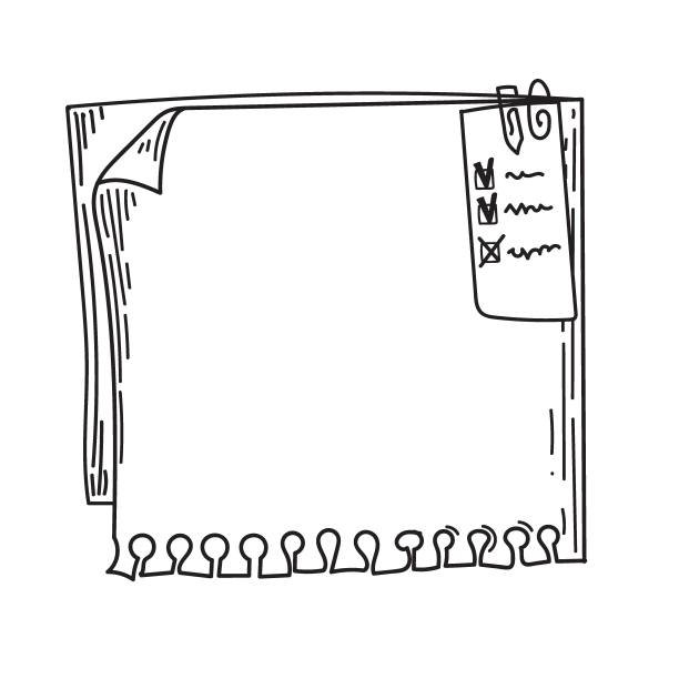 孤立的物体在白色背景上。手绘纸贴纸，待办事项清单，相框，相框。涂鸦素描风格。广场的形状。矢量插图。图片下载