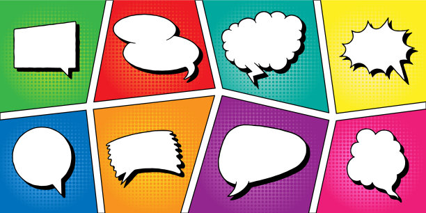 泡泡框卡通横幅与讲话气球图片下载