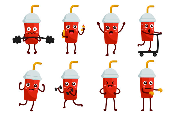 配有各种运动器材的饮水杯图片下载