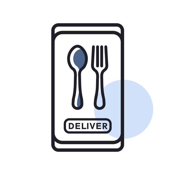 快餐外卖服务矢量孤立图标图片下载