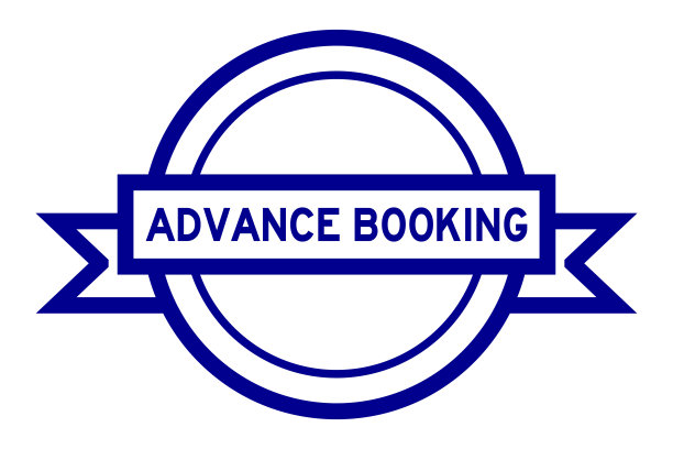 复古蓝色圆形标签横幅与字提前预订在白色背景图片下载