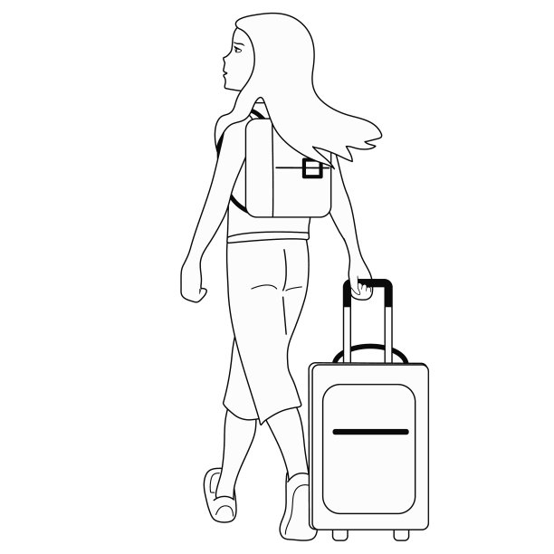 黑人和白人女孩背着双肩包图片下载