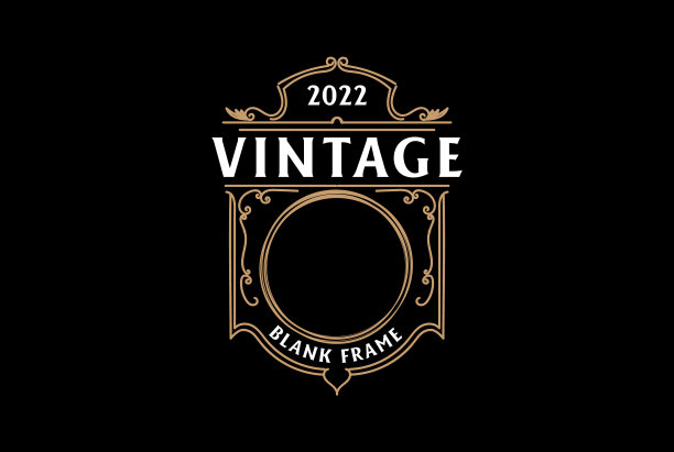 复古复古的空白金色边框徽章图片下载