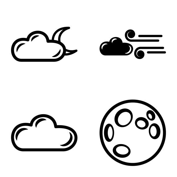 天气平面图标设置孤立的白色背景图片下载