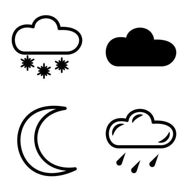 天气平面图标设置孤立的白色背景图片下载