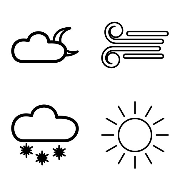 天气平面图标设置孤立的白色背景图片下载