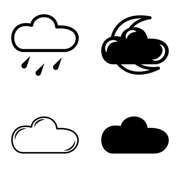 天气平面图标设置孤立的白色背景图片下载