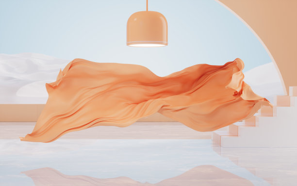 流动波布，3d渲染。图片下载