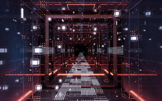 数字空间，科幻概念隧道，3d渲染。图片下载