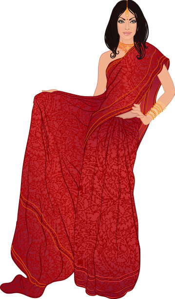 美丽的印度女人穿着新娘装图片下载