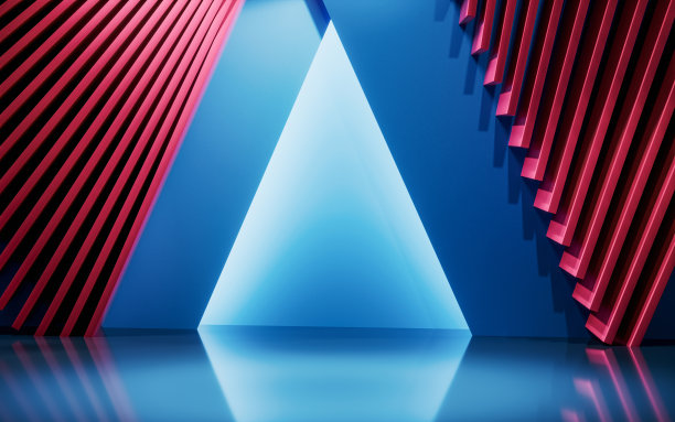 带有几何结构的空房间，3d渲染。图片下载