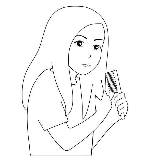 女孩挽着一缕头发梳头图片下载