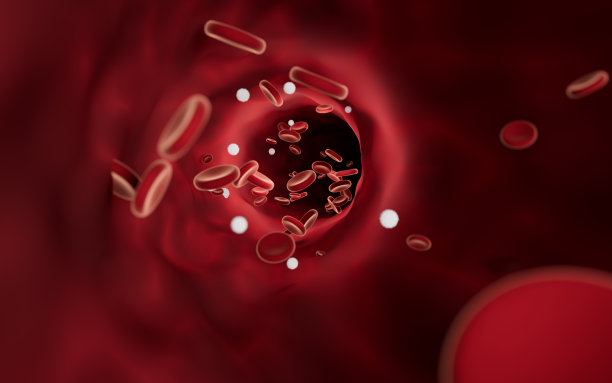 血管中的红细胞和白细胞，3d渲染图。图片下载