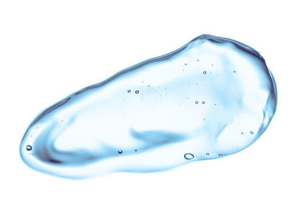 透明透明的蓝色液体血清凝胶污点与气泡分离在白色图片下载