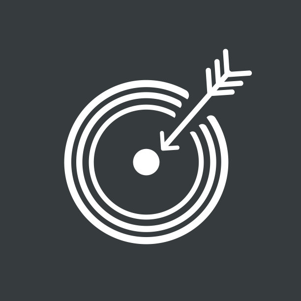 目标图标矢量标志和符号白色孤立在黑暗背景，目标标志概念图片下载