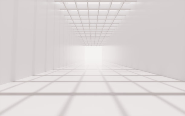 带有光影的白色直线隧道，3d渲染。图片下载