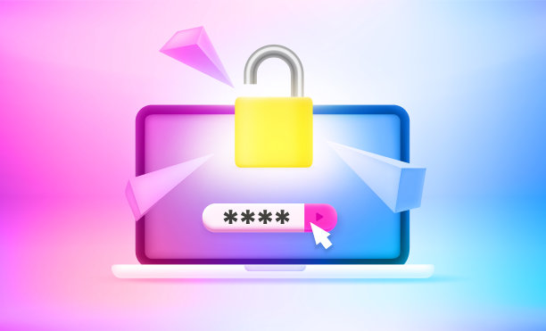 输入pin码解锁笔记本3d概念图片下载