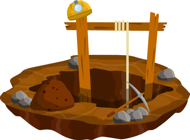 矿井坑在地面岩石镐图片下载