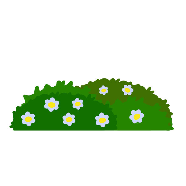 绿色的篱笆，灌木和花图片下载