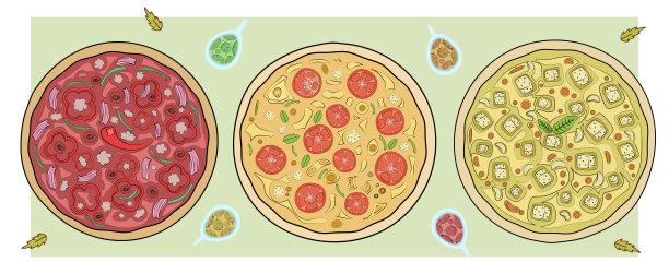 一套圆形披萨，配酱料，适合餐厅菜单推车或品牌图片下载