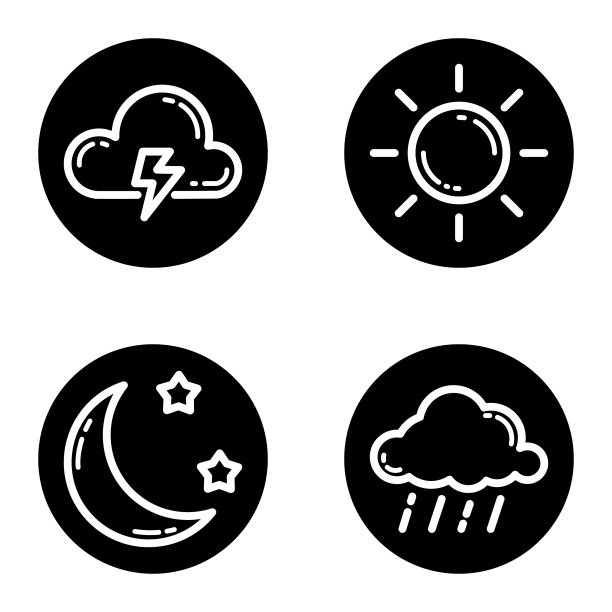 天气字形平面图标被隔离在白色上图片下载