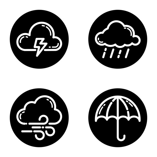 天气字形平面图标被隔离在白色上图片下载
