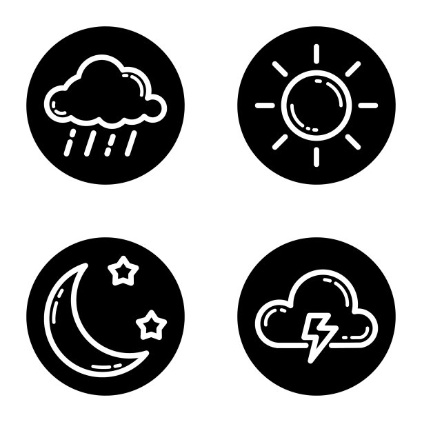 天气字形平面图标被隔离在白色上图片下载