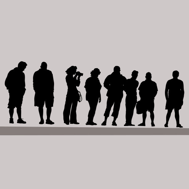 剪影团游客8人图片下载