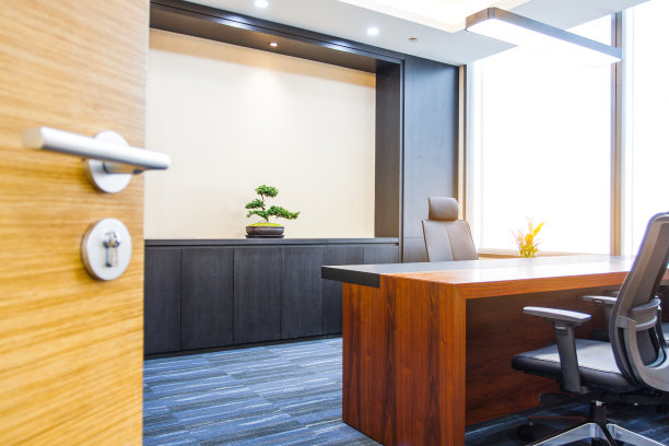 半开的豪华办公室特写门图片下载