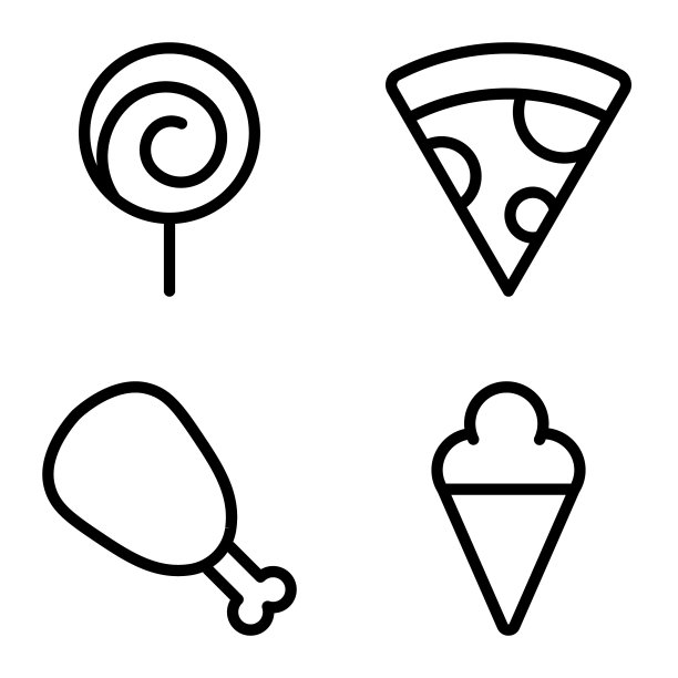 快餐平面图标设置孤立在白色图片下载