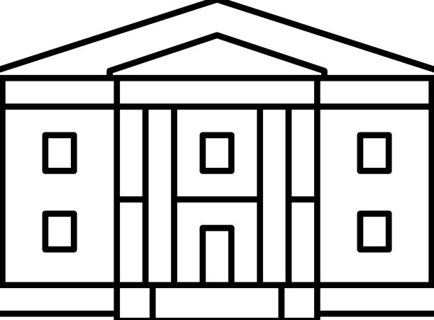 希腊复兴的房屋线图标图片下载