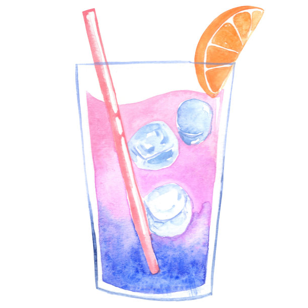 葡萄汁鸡尾酒饮料水彩插图装饰暑期概念。图片下载