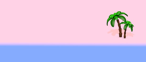 海边的两棵棕榈树，抽象的插图。与文本的地方。图片下载