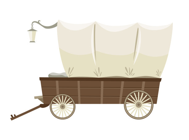 狂野的西部卡通马车与帐篷旧西部图片下载