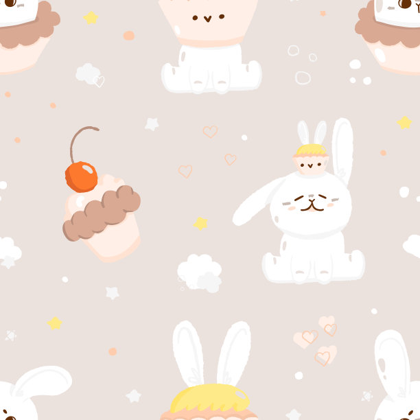 概念可爱复活节兔子无缝图案春天图片下载