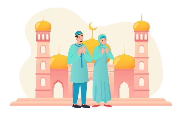 穆斯林家庭庆祝斋月平概念图片下载