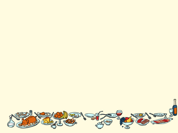 有食物的大餐桌上的宴会图片下载