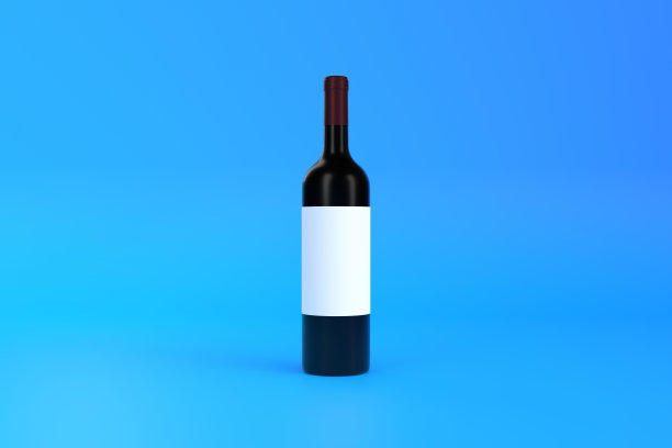 蓝底白标签酒瓶图片下载