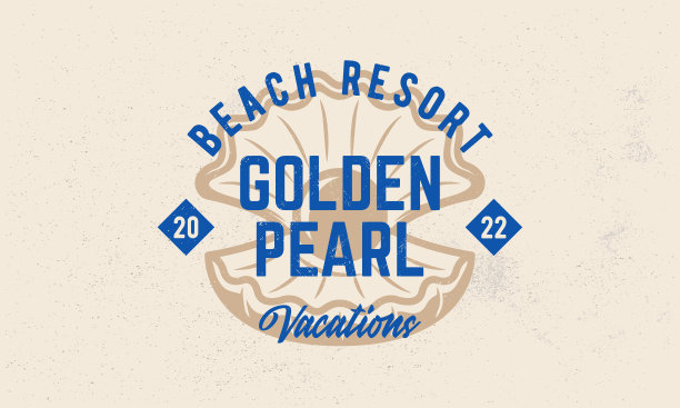 牡蛎珍珠年份，海报。模板标签与灯塔剪影。时尚复古设计与工艺垃圾摇滚纹理。古老的复古印刷，排版。矢量图图片下载